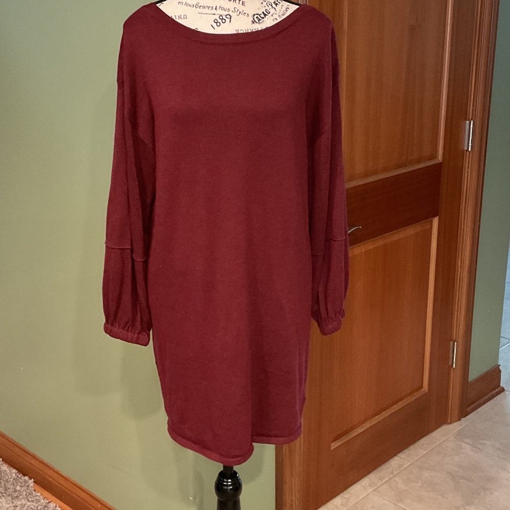 Splendid Rich Red Knit Top/Tunic, Size M